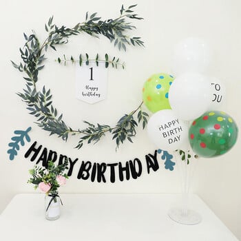 1 σετ Happy Birthday Banner Garland 1-9th White Birthday Bunting First Birthday Supplies Baby Shower Hundred Days Decoration