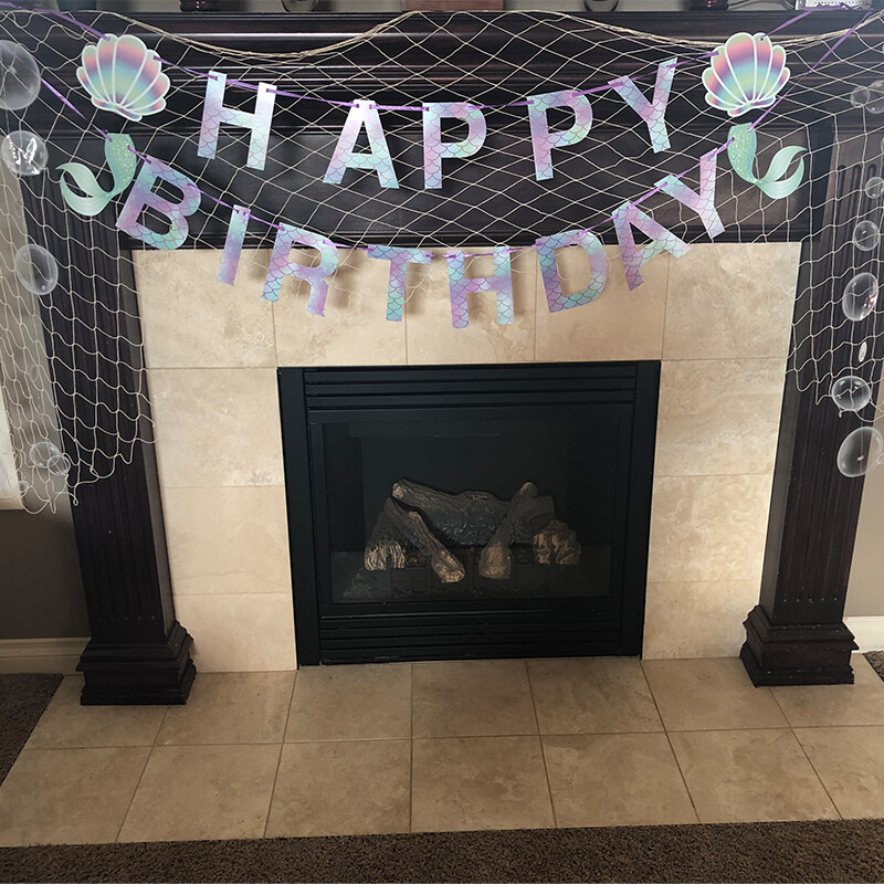 Blizganti undinėlės gimtadienio reklamjuostė Mažoji undinėlė su gimtadieniu