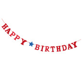 Πανό 22 μέτρων υφασμάτινο Happy Birthday Letter Κρεμαστό στολισμό γιρλάντα για πάρτι γενεθλίων (Κόκκινο)