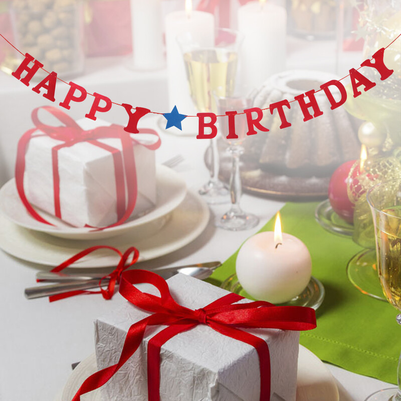 Πανό 22 μέτρων υφασμάτινο Happy Birthday Letter Κρεμαστό στολισμό γιρλάντα για πάρτι γενεθλίων (Κόκκινο)