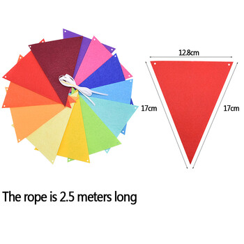 12 флага Многоцветен филцов банер Гирлянди Сватбена овесарка Вимпел Парти за рожден ден Baby Shower Направи си сам Висящи гирлянди Знамена Декорация