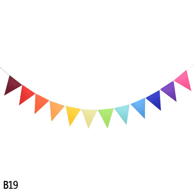 12 zászló Többszínű filc transzparens füzérek Esküvői sármány zászlós Születésnapi parti Babazuhany DIY Függő füzér zászlók dekoráció