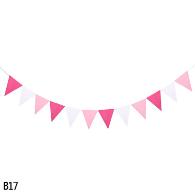 12 zászló Többszínű filc transzparens füzérek Esküvői sármány zászlós Születésnapi parti Babazuhany DIY Függő füzér zászlók dekoráció