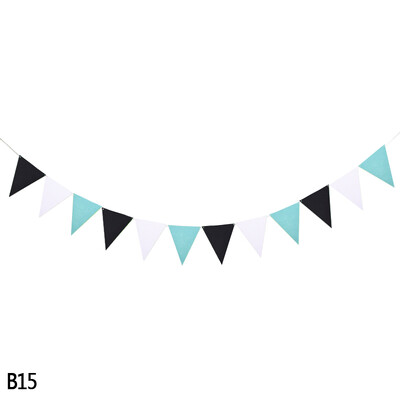 12 zászló Többszínű filc transzparens füzérek Esküvői sármány zászlós Születésnapi parti Babazuhany DIY Függő füzér zászlók dekoráció