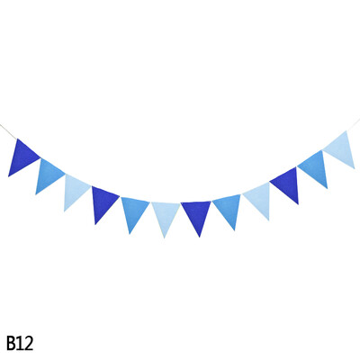 12 zászló Többszínű filc transzparens füzérek Esküvői sármány zászlós Születésnapi parti Babazuhany DIY Függő füzér zászlók dekoráció