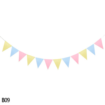 12 zászló Többszínű filc transzparens füzérek Esküvői sármány zászlós Születésnapi parti Babazuhany DIY Függő füzér zászlók dekoráció