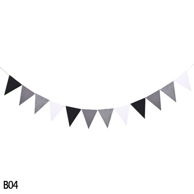 12 zászló Többszínű filc transzparens füzérek Esküvői sármány zászlós Születésnapi parti Babazuhany DIY Függő füzér zászlók dekoráció