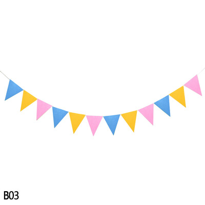 12 zászló Többszínű filc transzparens füzérek Esküvői sármány zászlós Születésnapi parti Babazuhany DIY Függő füzér zászlók dekoráció