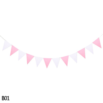 12 zászló Többszínű filc transzparens füzérek Esküvői sármány zászlós Születésnapi parti Babazuhany DIY Függő füzér zászlók dekoráció