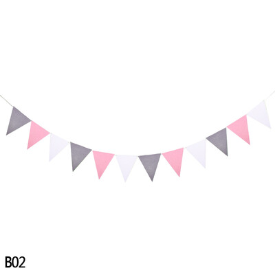 12 zászló Többszínű filc transzparens füzérek Esküvői sármány zászlós Születésnapi parti Babazuhany DIY Függő füzér zászlók dekoráció