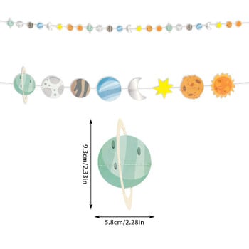 Тема за космоса Декорация на гирлянди Ракета Астронавт Слънчева система Форма на планета Висящ банер за деца Момчета Подаръци за рожден ден