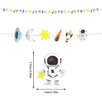 Тема за космоса Декорация на гирлянди Ракета Астронавт Слънчева система Форма на планета Висящ банер за деца Момчета Подаръци за рожден ден