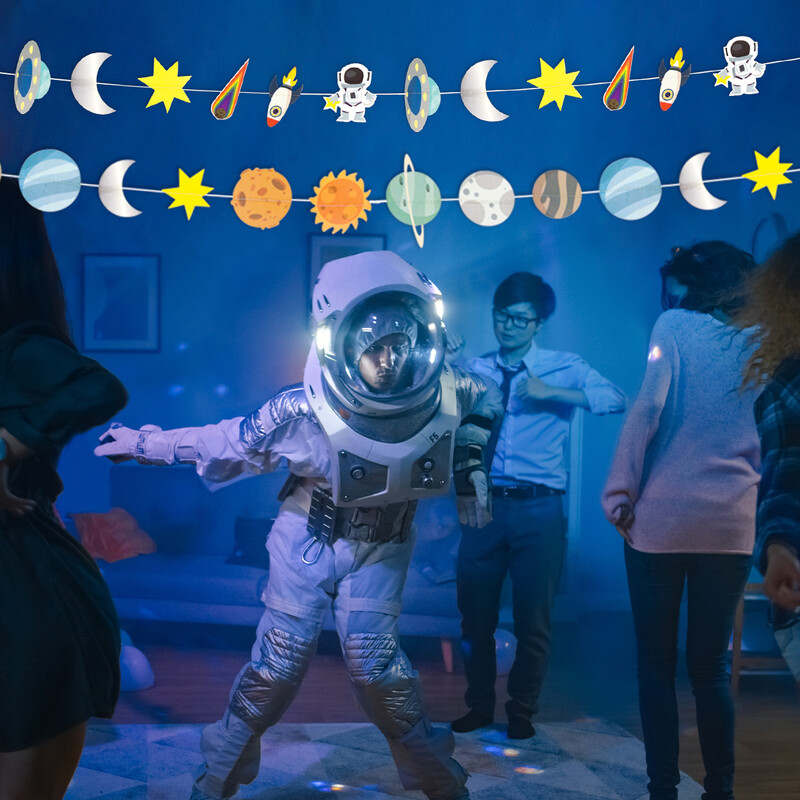 Kosmosa tēmas vītnes rotājums raķete Astronauts Saules sistēma Planētas forma Piekārts reklāmkarogs bērniem zēniem dzimšanas dienas dāvana