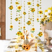 Χρυσό ηλιοτρόπιο γιρλάντα Πανό Παιδικό πάρτι γενεθλίων σκηνικό γάμος Νυφικό μωρό ντους αρραβώνων Διακοσμήσεις πάρτι αποφοίτησης