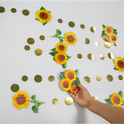 Χρυσό ηλιοτρόπιο γιρλάντα Πανό Παιδικό πάρτι γενεθλίων σκηνικό γάμος Νυφικό μωρό ντους αρραβώνων Διακοσμήσεις πάρτι αποφοίτησης