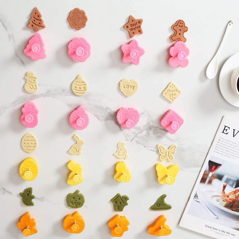 FAIS DU 4 db/Szett Húsvéti Sütemény Vágók 3D Nyúl csirke Keksz Forma Nyomóbélyeg Embosser Fondant cukrászsütő eszközök