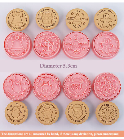 FAIS DU 8vnt./rinkinys kalėdinių biskvitų formelių sausainių pjaustytuvai ABS tešlos štampavimo spaudimo fondantas kepimo formų tortų dekoravimo įrankiai