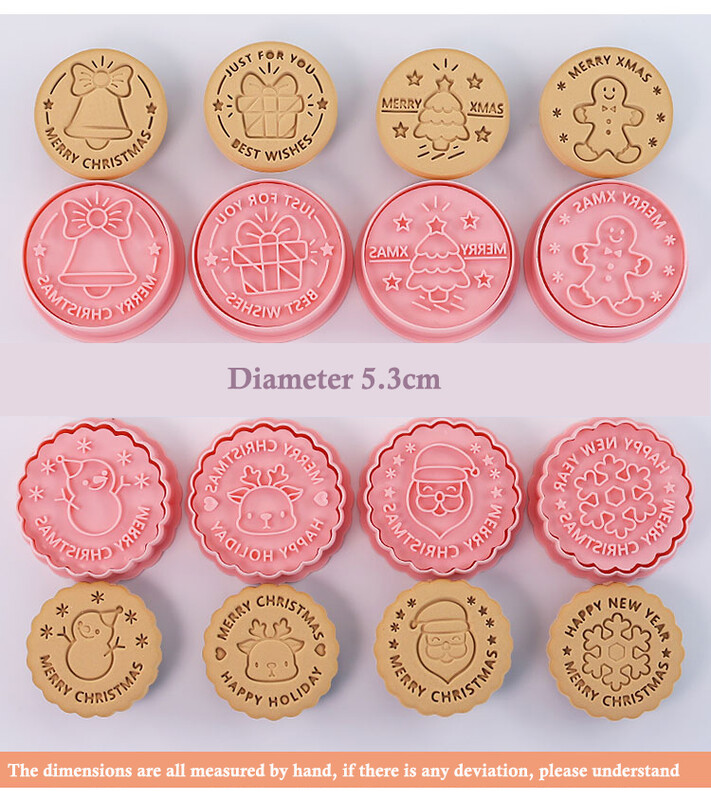 FAIS DU 8vnt./rinkinys kalėdinių biskvitų formelių sausainių pjaustytuvai ABS tešlos štampavimo spaudimo fondantas kepimo formų tortų dekoravimo įrankiai