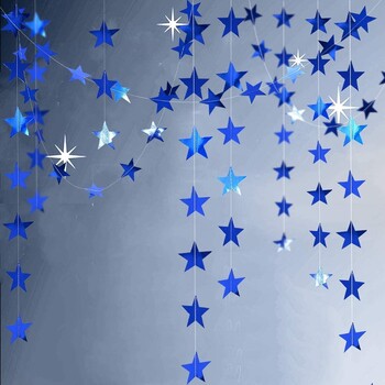 Royal Blue 40th Happy Birthday Διακοσμητικά πάρτι με πανό 40 Circle Dot Twinkle Star Garland for 40 Year Old Anniversary Supplies