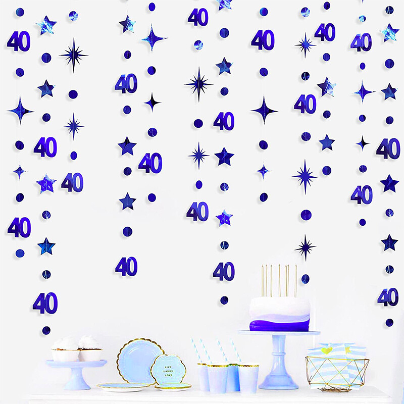 Királykék 40. Boldog születésnapot zászlós party dekoráció
