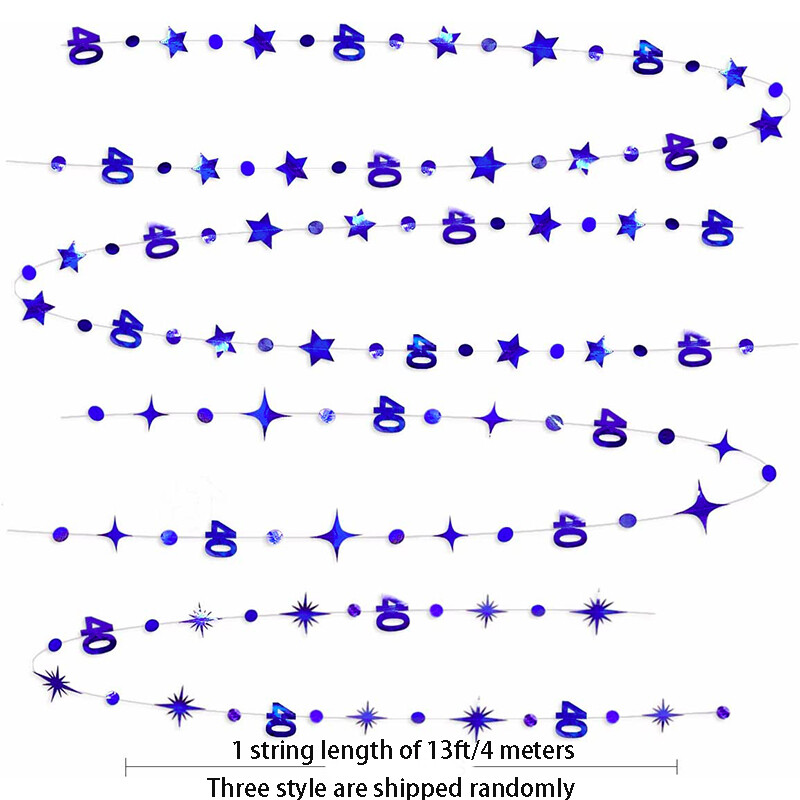 Királykék 40. Boldog születésnapot zászlós party dekoráció