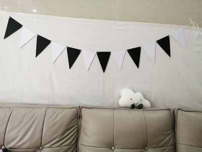 10M 8M tiszta fekete fehér rózsaszín sármány bannerek papír ünnep zászló szépség esküvői füzér zászlók születésnapi parti ünnepélyes dekoráció