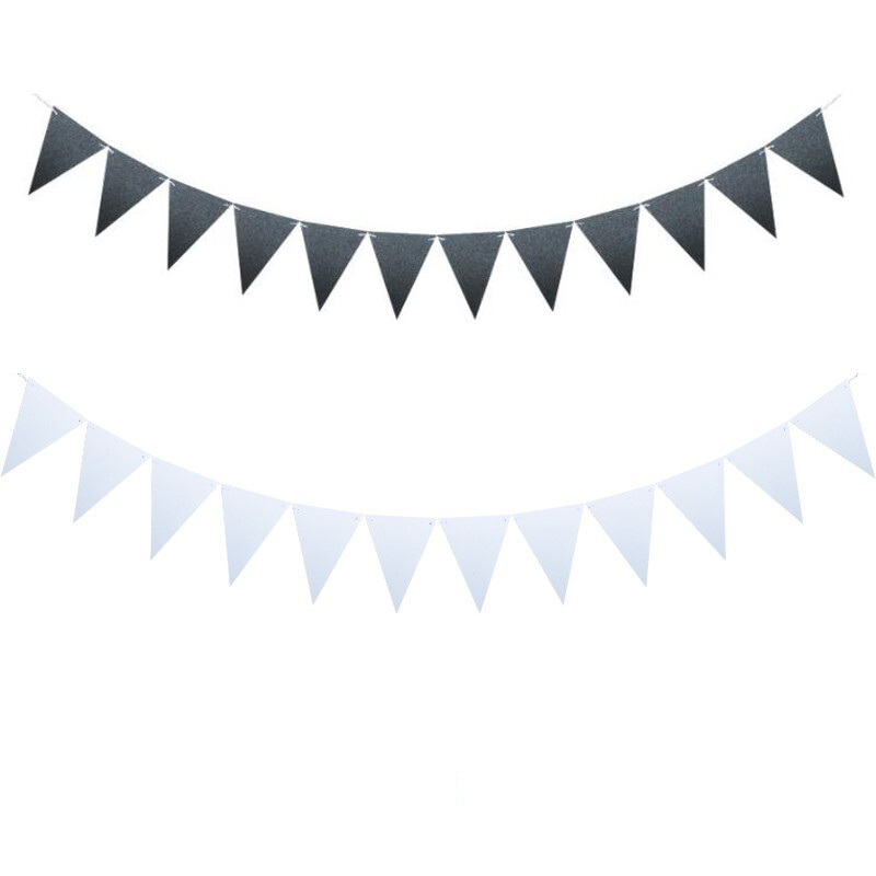 10M 8M tiszta fekete fehér rózsaszín sármány bannerek papír ünnep zászló szépség esküvői füzér zászlók születésnapi parti ünnepélyes dekoráció
