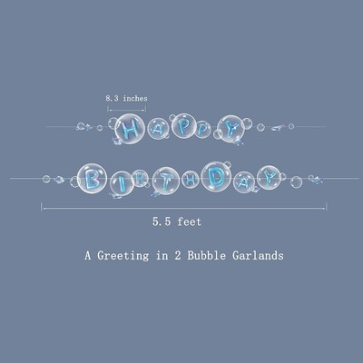 Átlátszó kék tenger alatt Boldog születésnapot jelző szalag óceán születésnapi parti dekorációhoz, halbuborékos füzér függő születésnapi dekorációhoz
