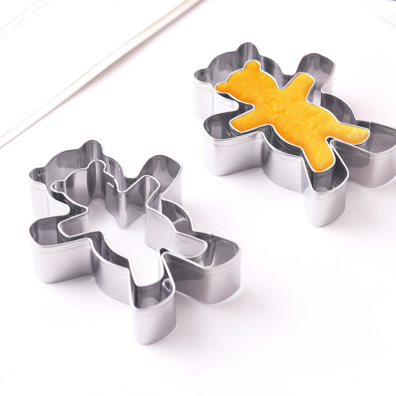 Lāča formas biskvīta cepumu griezējformas nerūsējošā tērauda garās rokas Apskāviens lāča cepumu veidnes Riekstu kūkas konditorejas izstrādājumi desertu cepumu rīki