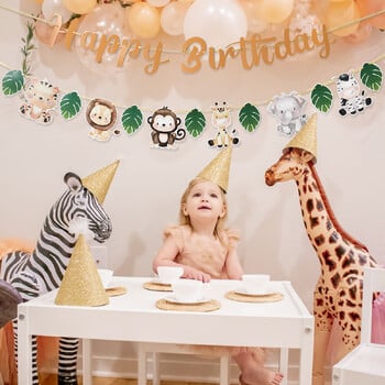 Ζώο ζούγκλα Χρόνια πολλά γιρλάντα Πανό Safari Birthday Party Supplies Jungle Safari 1st Boy Kids Birthday Party Διακόσμηση