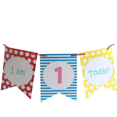 Ma 1 éves vagyok Banner Garland Papír Szék Sármány Egyéves Kislányok Első Születésnapi Fiúparti Fotó Kellékek Asztaldísz