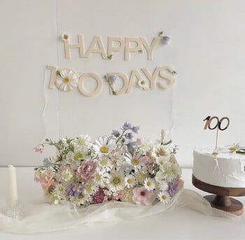 Ins Little Daisy 100 Days Happy Birthday Pulling Flag Happy Birthday Letter Banner Garland Bunting Flag DIY Decoration