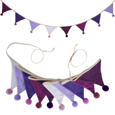 2,6M/8,5FT ύφασμα παιδικού ποδιού με 10 τριγωνικά σημαιάκια με μπάλες Διακοσμητικό πανό για πάρτι για το σπίτι Baby shower Carnival Garland