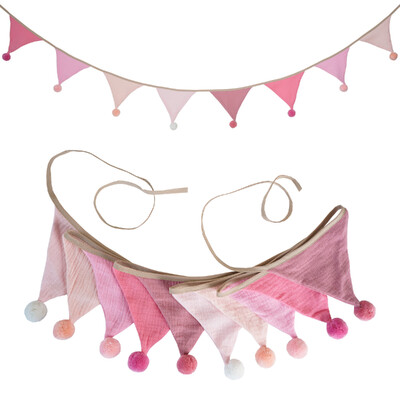 2,6M/8,5FT ύφασμα παιδικού ποδιού με 10 τριγωνικά σημαιάκια με μπάλες Διακοσμητικό πανό για πάρτι για το σπίτι Baby shower Carnival Garland