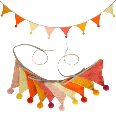 2,6M/8,5FT ύφασμα παιδικού ποδιού με 10 τριγωνικά σημαιάκια με μπάλες Διακοσμητικό πανό για πάρτι για το σπίτι Baby shower Carnival Garland