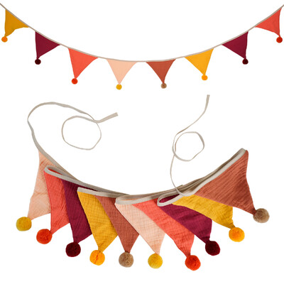 2,6M/8,5FT ύφασμα παιδικού ποδιού με 10 τριγωνικά σημαιάκια με μπάλες Διακοσμητικό πανό για πάρτι για το σπίτι Baby shower Carnival Garland