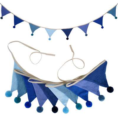 2,6M/8,5FT ύφασμα παιδικού ποδιού με 10 τριγωνικά σημαιάκια με μπάλες Διακοσμητικό πανό για πάρτι για το σπίτι Baby shower Carnival Garland