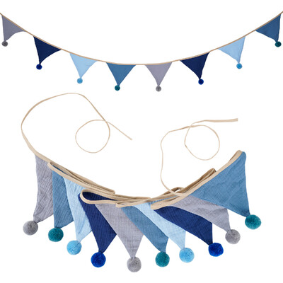 2,6M/8,5FT ύφασμα παιδικού ποδιού με 10 τριγωνικά σημαιάκια με μπάλες Διακοσμητικό πανό για πάρτι για το σπίτι Baby shower Carnival Garland