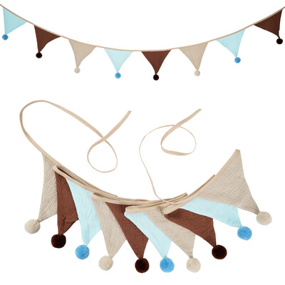 2,6M/8,5FT ύφασμα παιδικού ποδιού με 10 τριγωνικά σημαιάκια με μπάλες Διακοσμητικό πανό για πάρτι για το σπίτι Baby shower Carnival Garland