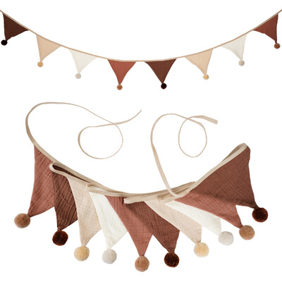 2,6M/8,5FT ύφασμα παιδικού ποδιού με 10 τριγωνικά σημαιάκια με μπάλες Διακοσμητικό πανό για πάρτι για το σπίτι Baby shower Carnival Garland