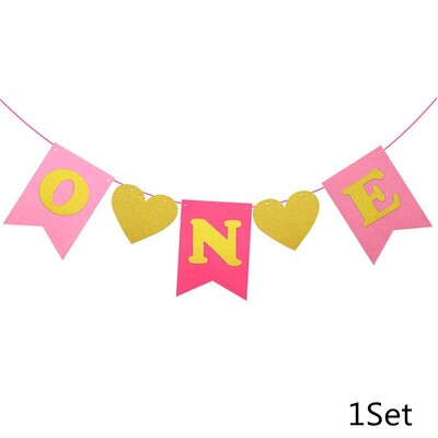 Chicinlife 1 szett rózsaszín 1. számú etetőszék transzparens Születésnapi Party Baby Shower Lány 1. Születésnapi Sármány füzér dekor kellékek