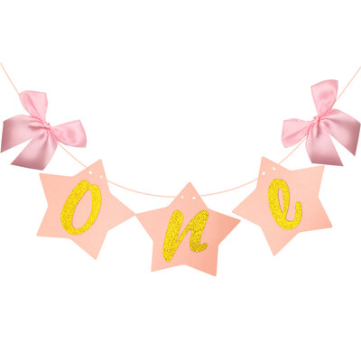 Chicinlife 1 szett rózsaszín 1. számú etetőszék transzparens Születésnapi Party Baby Shower Lány 1. Születésnapi Sármány füzér dekor kellékek