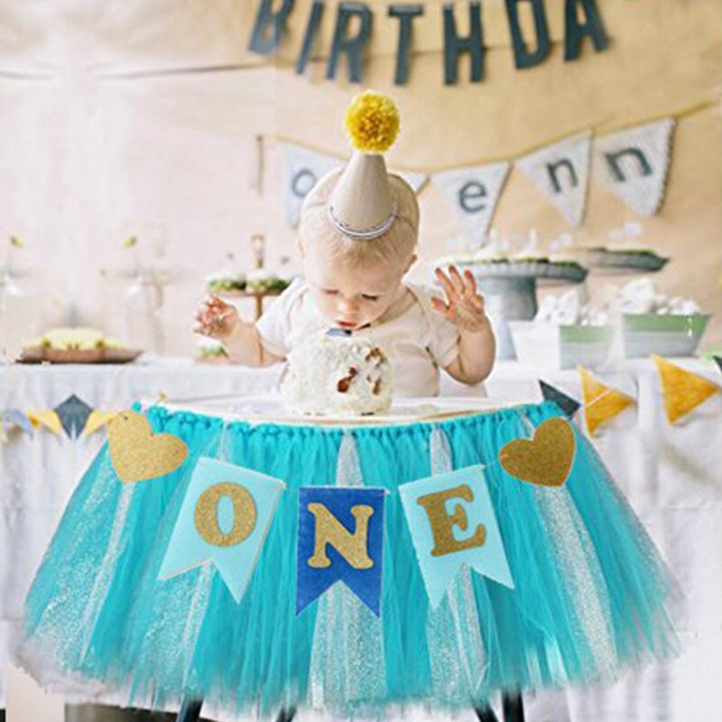 Chicinlife 1 szett rózsaszín 1. számú etetőszék transzparens Születésnapi Party Baby Shower Lány 1. Születésnapi Sármány füzér dekor kellékek