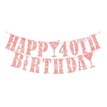 Glitter Rose Gold Number Birthday Banner 16 18 21 30 40 50 60 70 80 Years Old Flag Γιρλάντα Χρόνια Πολλά Διακόσμηση πάρτι