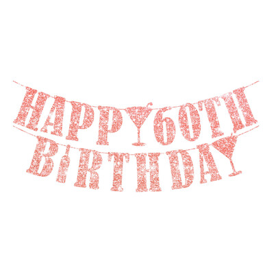 Csillogó rózsa arany szám születésnapi zászló 16 18 21 30 40 50 60 70 80 éves girland zászló Boldog születésnapi parti dekoráció