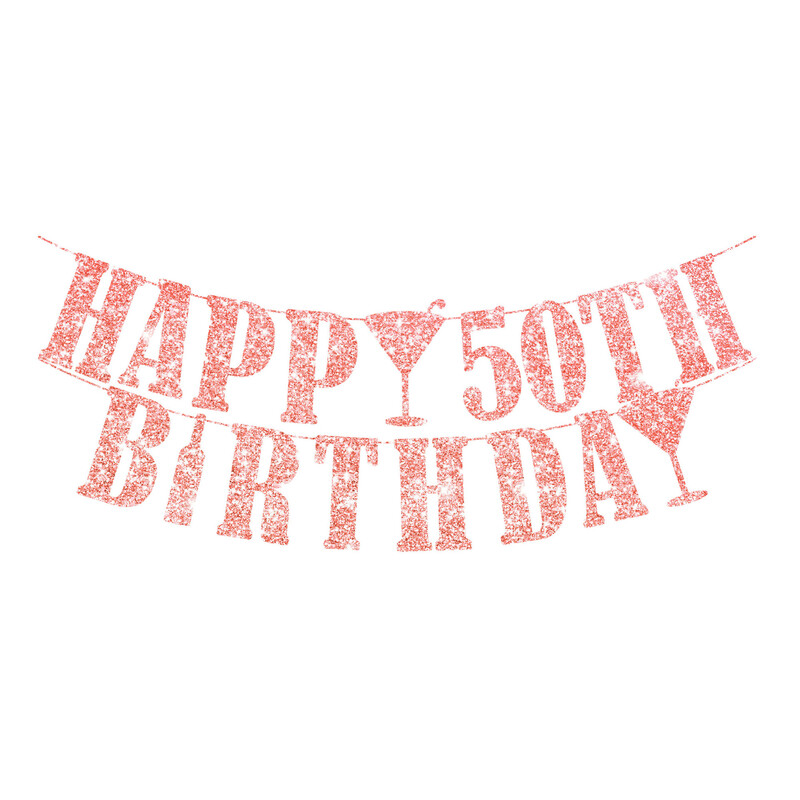 Csillogó rózsa arany szám születésnapi zászló 16 18 21 30 40 50 60 70 80 éves girland zászló Boldog születésnapi parti dekoráció