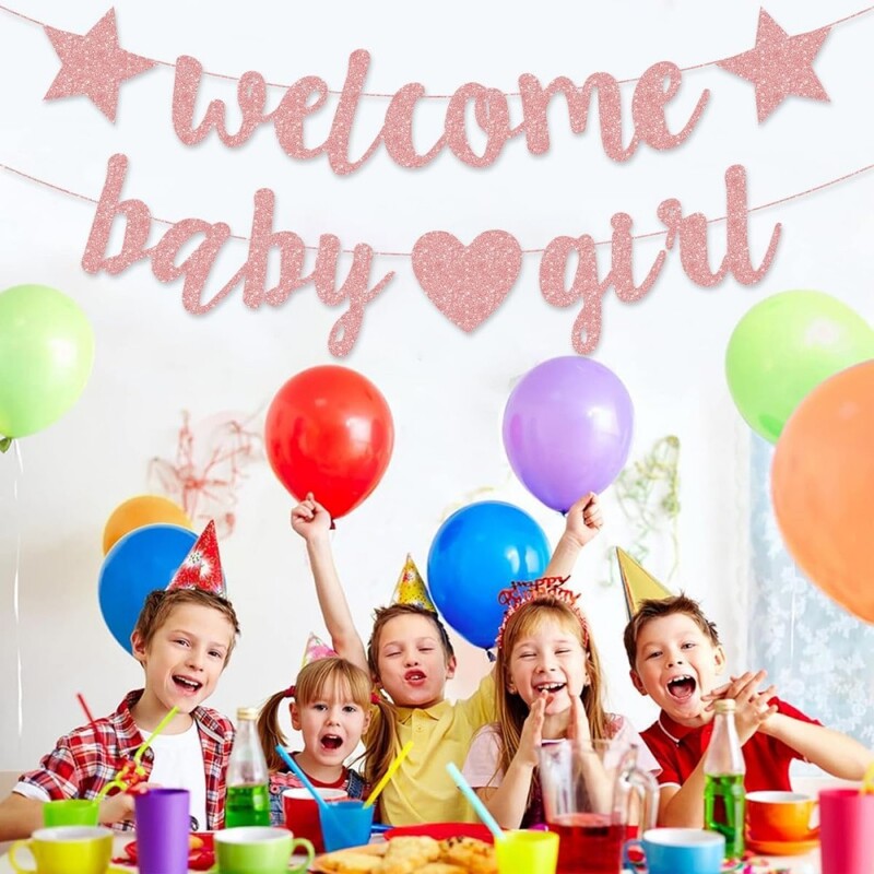 Glitter Welcome Baby Girl Boy Banner Karogi Dzimums Atklāj tematiskās ballītes Garland Foto Rekvizīti Baby Shower dzimšanas dienas ballītes dekorēšanai