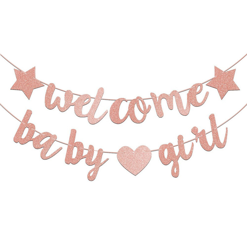Glitter Welcome Baby Girl Boy Banner Karogi Dzimums Atklāj tematiskās ballītes Garland Foto Rekvizīti Baby Shower dzimšanas dienas ballītes dekorēšanai