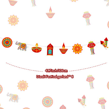 Happy Diwali Bunting Banner, Diwali Garland Decorations for Indian Festival of Lights Deepavali Themed Party Supplies