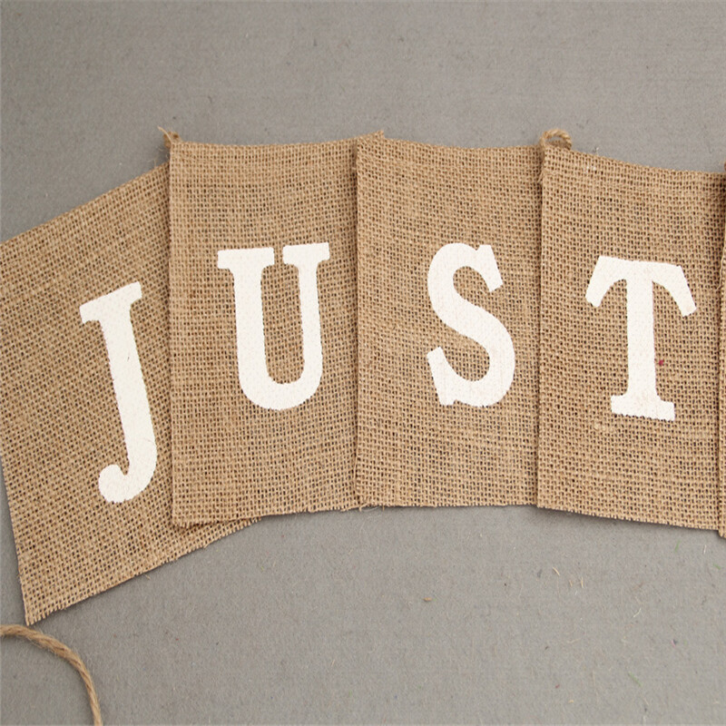 Vestuvių vėliava traukiama iš džiuto audeklo segtukas kaimiškas ką tik vedęs vestuvių reklaminis skydelis girliandos vėliavos dekoravimo reikmenys renginiams